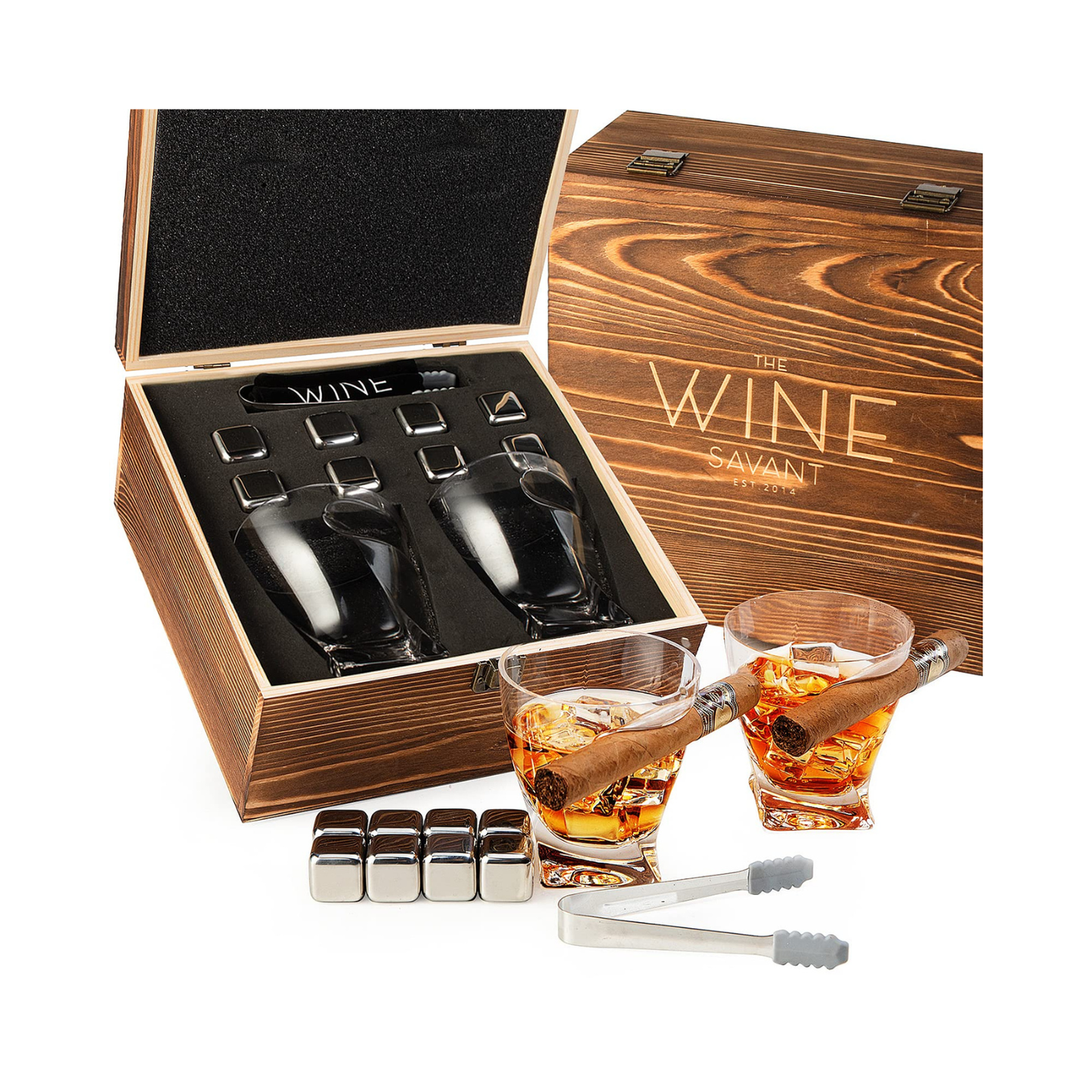 Handcrafted Cigar-Holder Whiskey Glass Gift Set