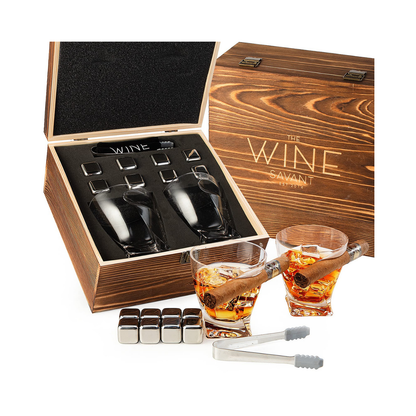 Handcrafted Cigar-Holder Whiskey Glass Gift Set
