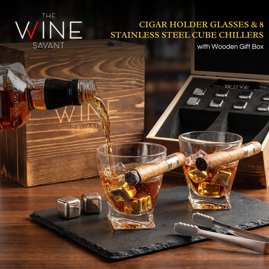 Handcrafted Cigar-Holder Whiskey Glass Gift Set