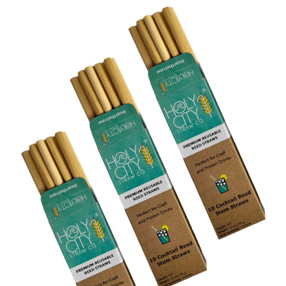 Premium Natural Reed Cocktail Straws (30-Pack Bundle)
