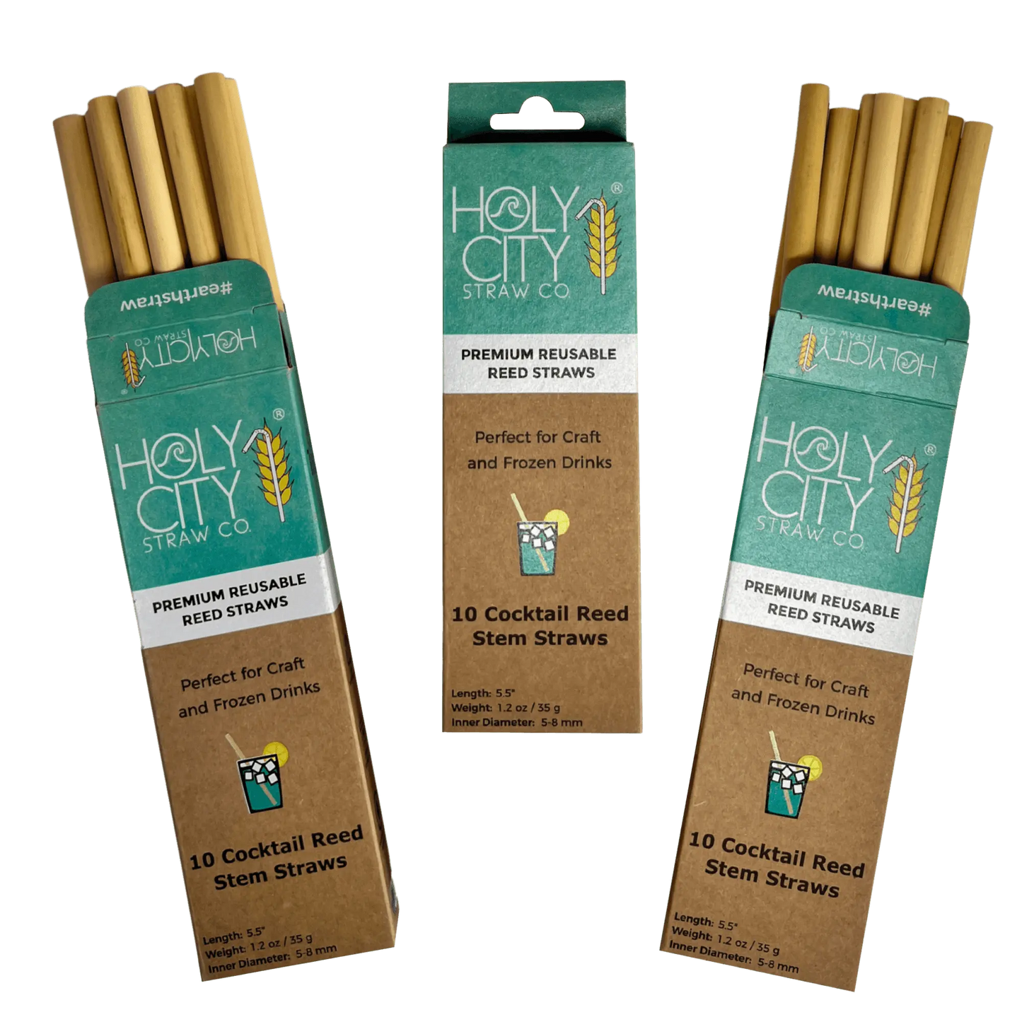 Premium Natural Reed Cocktail Straws (30-Pack Bundle)