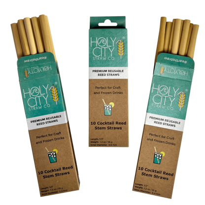 Premium Natural Reed Cocktail Straws (30-Pack Bundle)
