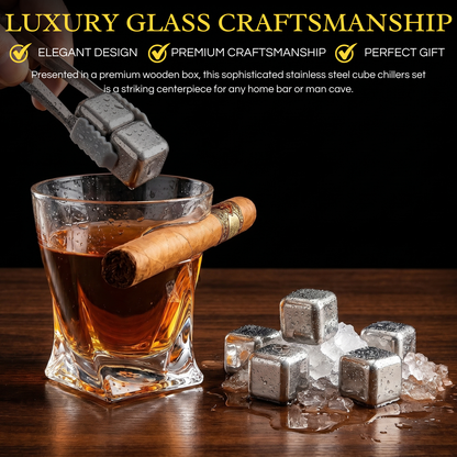 Handcrafted Cigar-Holder Whiskey Glass Gift Set