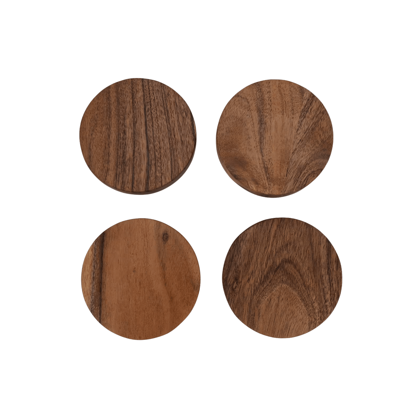 Natural Acacia Wood Coaster Set (4-Piece Set)