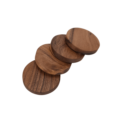 Natural Acacia Wood Coaster Set (4-Piece Set)