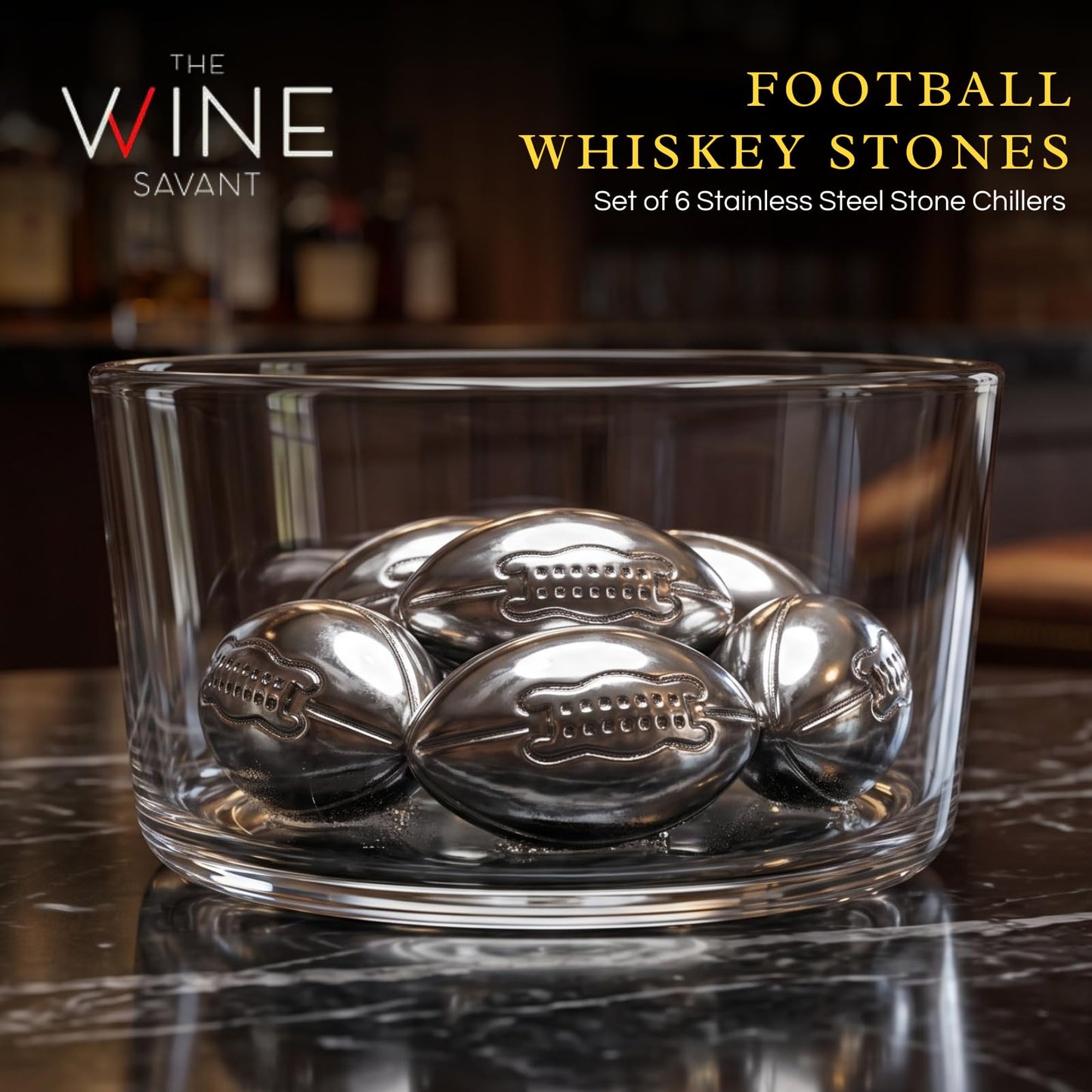 Reusable Stainless Steel Football Whiskey Chillers