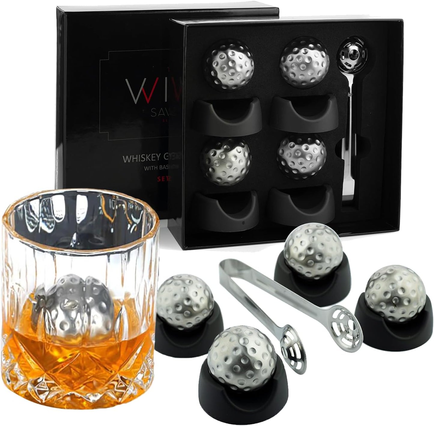 Reusable Stainless Steel Golf Ball Whiskey Chillers
