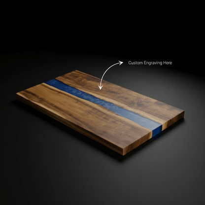 Acacia Wood & Blue Pearl Resin Serving Board (18-Inch)