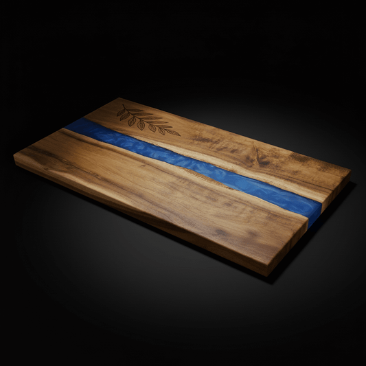 Acacia Wood & Blue Pearl Resin Serving Board (18-Inch)