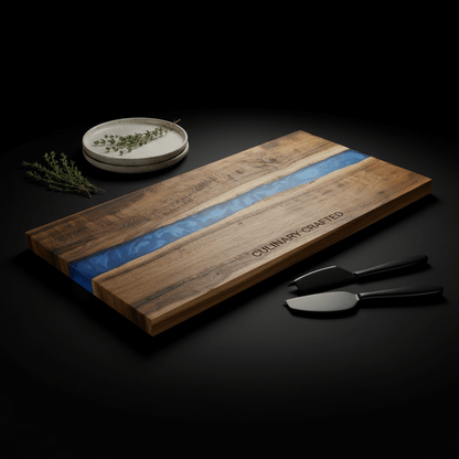Acacia Wood & Blue Pearl Resin Serving Board (18-Inch)