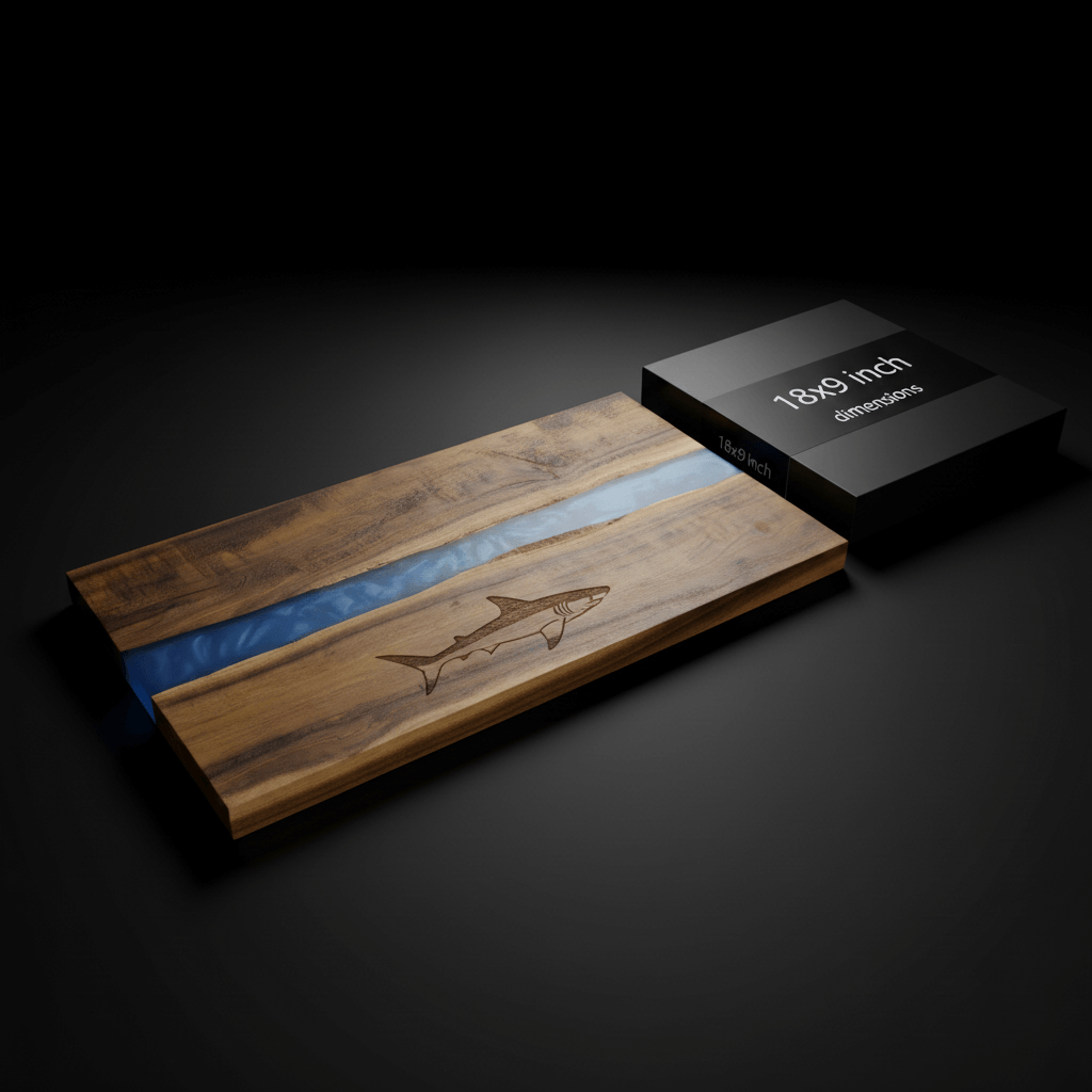 Acacia Wood & Blue Pearl Resin Serving Board (18-Inch)