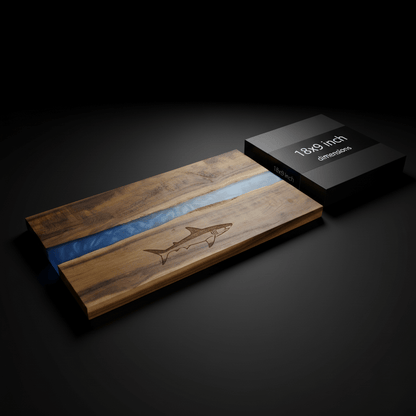 Acacia Wood & Blue Pearl Resin Serving Board (18-Inch)