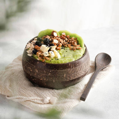 Handcrafted Organic Coconut Bowl & Spoon Set (4-Piece Set)