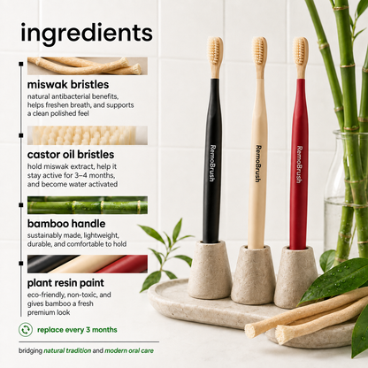 Miswak Bristles Bamboo Toothbrush