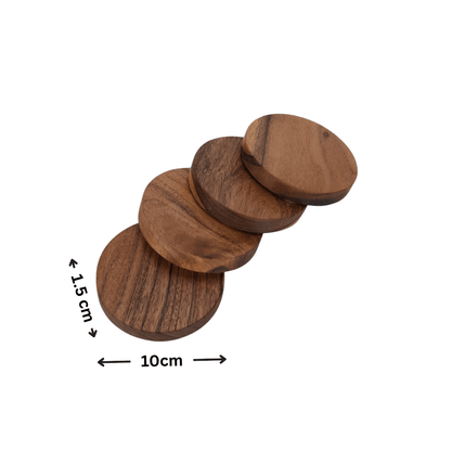 Natural Acacia Wood Coaster Set (4-Piece Set)