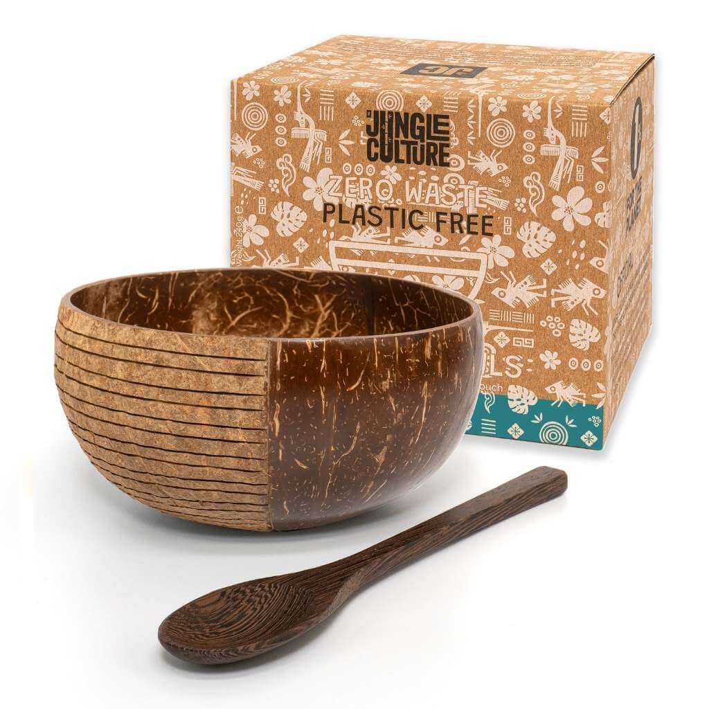 Hand-Carved Coconut Bowl & Reclaimed Spoon Set