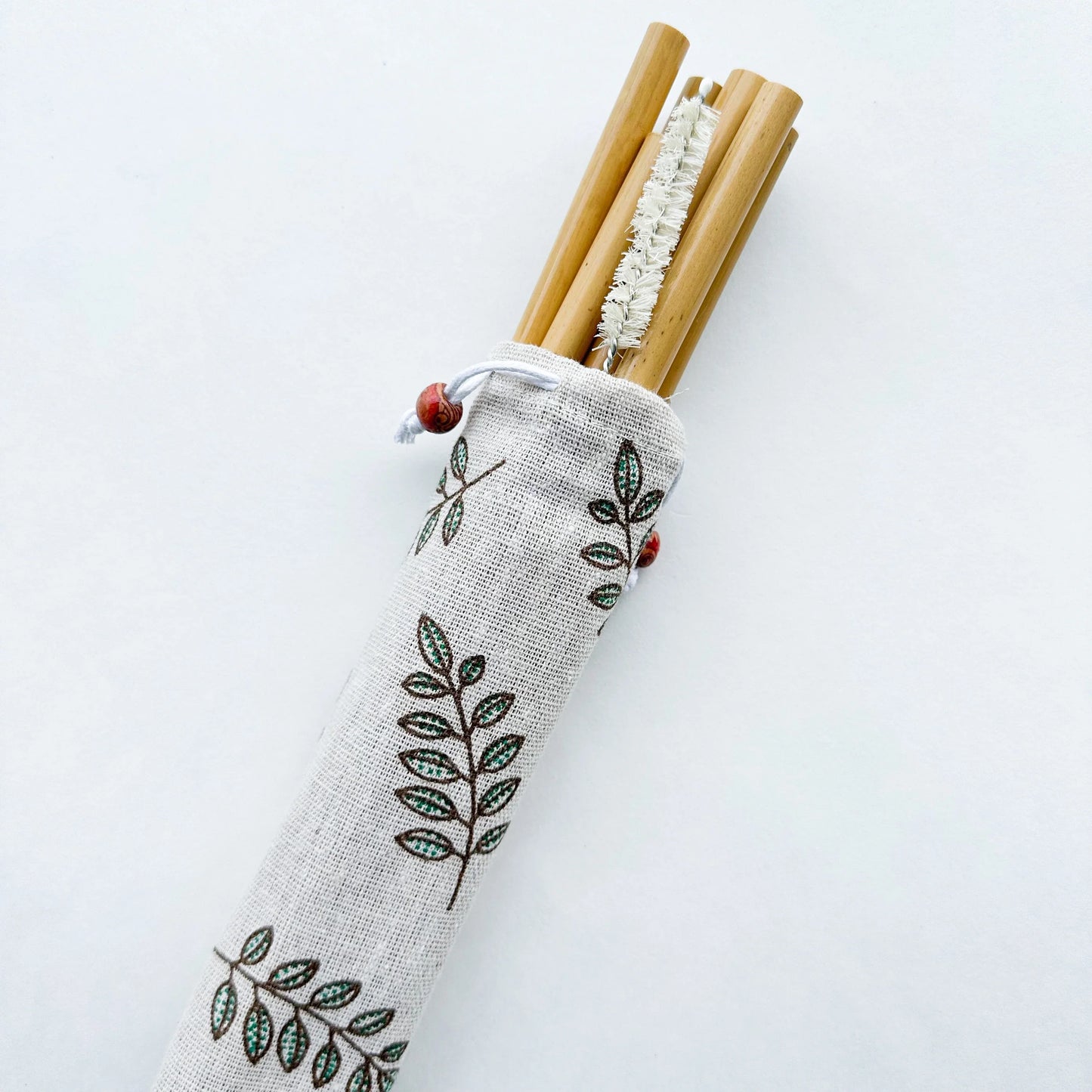 Reusable Organic Bamboo Straws (10-Piece Set with Travel Bag)